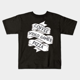 Coffee,  video games, pizza Kids T-Shirt